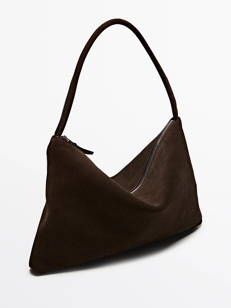 Split cowhide leather bag