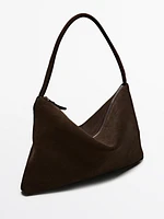 Large split leather and leather bag