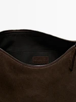 Large split leather and leather bag