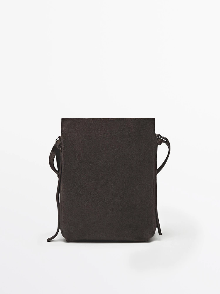 Split leather mini crossbody bag