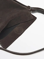 Split leather mini crossbody bag