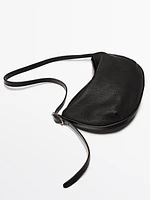 Nappa leather textured half-moon bag