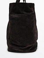 Split leather maxi bag