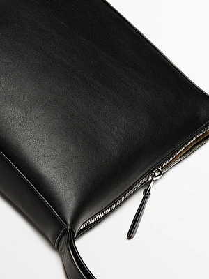 Adjustable nappa leather crossbody bag