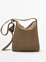 Adjustable split leather crossbody bag