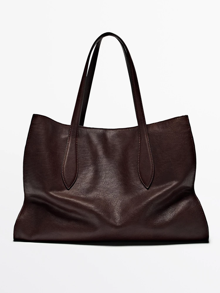 Sac tote maxi en cuir nappa