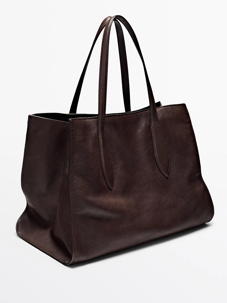 Sac tote maxi en cuir nappa