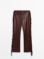 Leather trousers with fringe detail - Studio