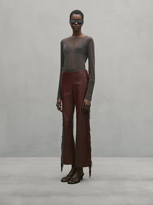 Leather trousers with fringe detail - Studio