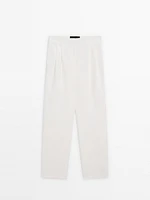 Double darted linen trousers