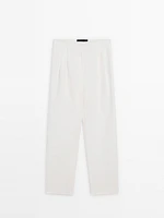 Double darted linen trousers