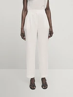 Double darted linen trousers