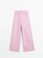 100% linen wide-leg trousers