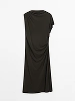 Draped midi dress with slit detail - Studio