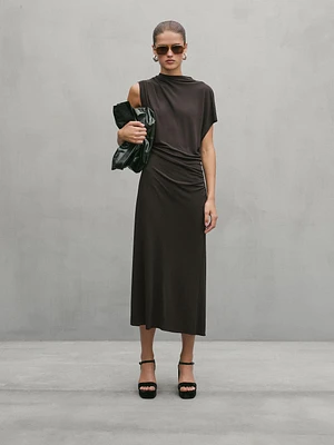 Draped midi dress with slit detail - Studio