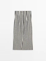 Striped linen blend midi skirt