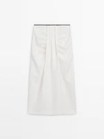 Draped linen co-ord midi skirt