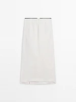 Draped linen co-ord midi skirt