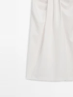 Draped linen co-ord midi skirt