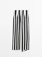 100% linen striped midi skirt