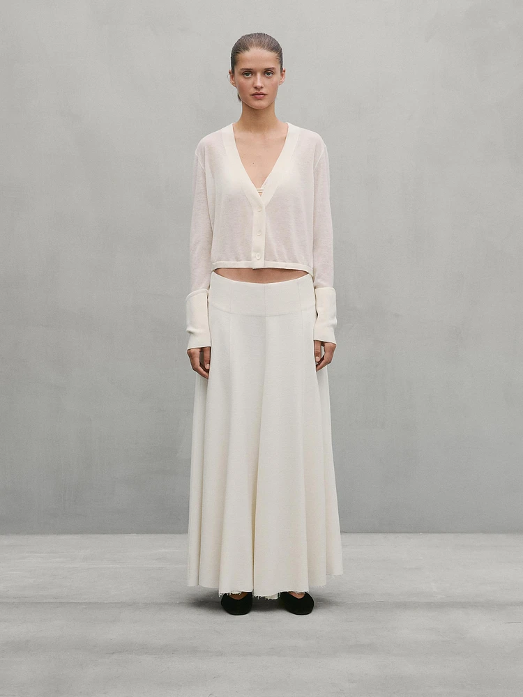 Flared midi skirt with frayed hem - Studio