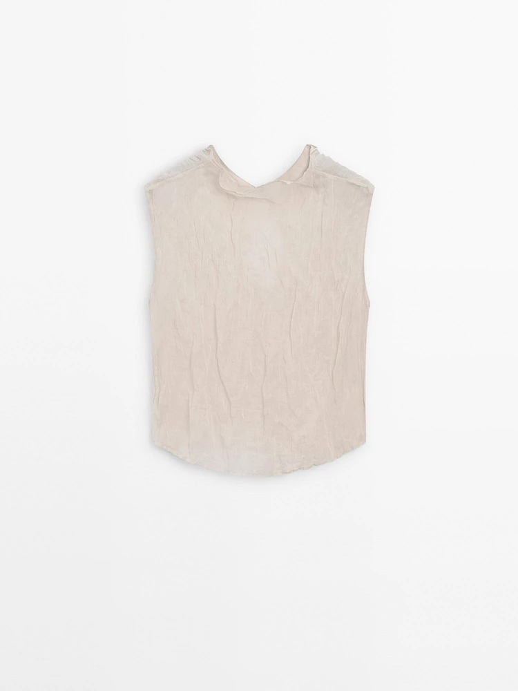 Creased-effect cotton blend top - Studio