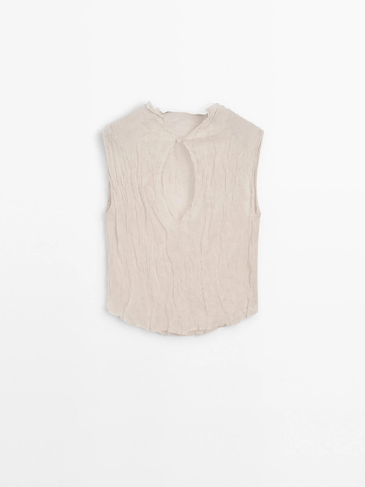 Creased-effect cotton blend top - Studio