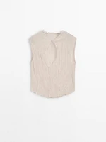 Creased-effect cotton blend top - Studio