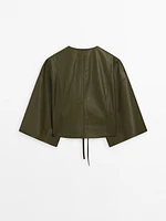 Short leather jacket with seams - Studio