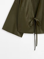 Short leather jacket with seams - Studio