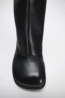 WIDE SHAFT LEATHER BOOTS