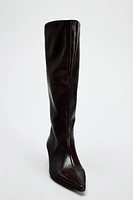 KITTEN HEEL KNEE HIGH BOOTS