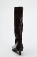 KITTEN HEEL KNEE HIGH BOOTS