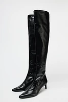 KITTEN HEEL KNEE HIGH BOOTS