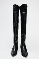 KITTEN HEEL KNEE HIGH BOOTS