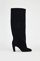 VELVET LOOK HEELED BOOTS