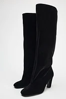 VELVET LOOK HEELED BOOTS