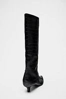 MOCK CROC KITTEN HEEL BOOT