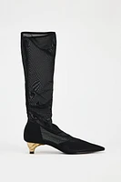 MESH EFFECT HEELED BOOTS