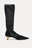 MESH EFFECT HEELED BOOTS