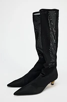 MESH EFFECT HEELED BOOTS