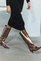 KITTEN HEEL METALLIC EFFECT BOOTS