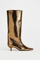 KITTEN HEEL METALLIC EFFECT BOOTS