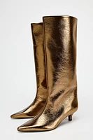 KITTEN HEEL METALLIC EFFECT BOOTS