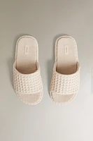 WAFFLE-KNIT PLATFORM SLIPPERS