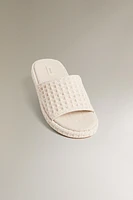 WAFFLE-KNIT PLATFORM SLIPPERS