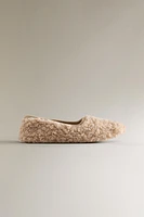 FAUX SHEARLING BALLET FLATS