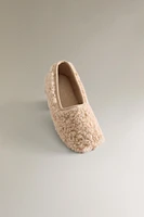 FAUX SHEARLING BALLET FLATS