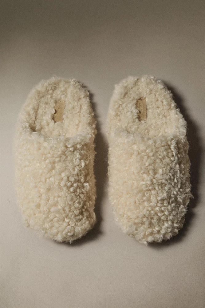 FAUX SHEARLING MULE SLIPPERS