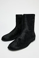 FURSKIN LEATHER ANKLE BOOTS